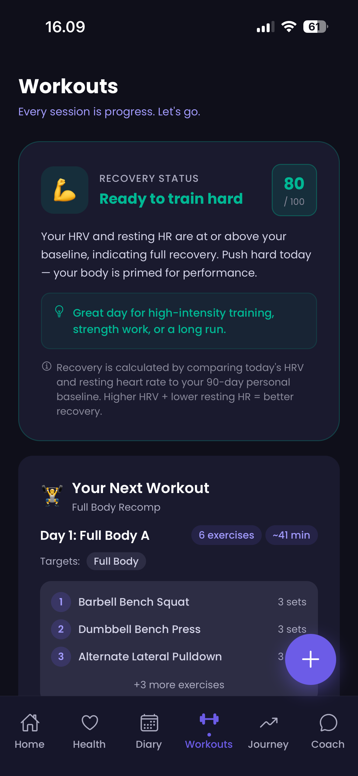 Oivana workout tracker logging exercises